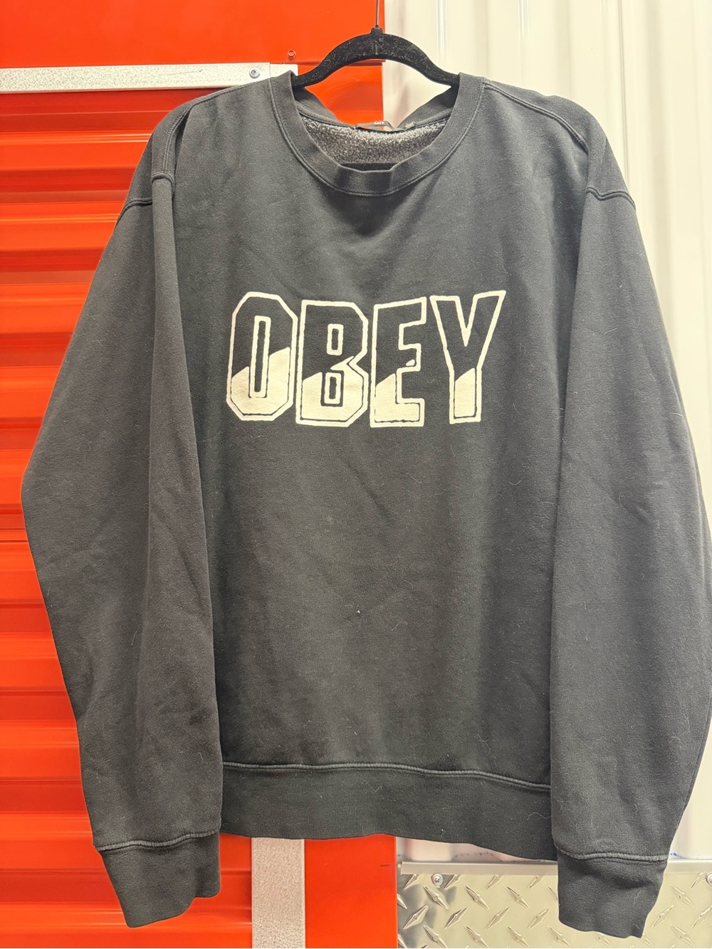 Obey Black Crewneck with White Block Logo